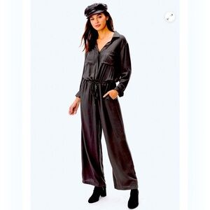 Lovestitch Long Sleeve Black Wide Leg Button-up pockets Jumpsuit Women’s S